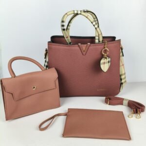 Burberry Ladies Coffee Pink Handbag
