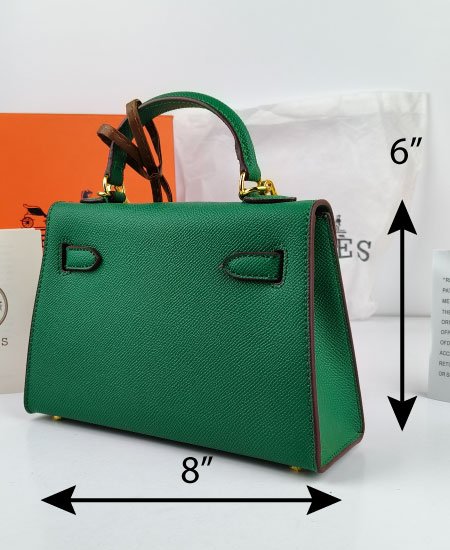 1.1 Hermes Mini Kelly Handbags Olive Green - Image 4