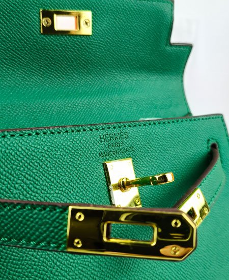 1.1 Hermes Mini Kelly Handbags Olive Green - Image 6