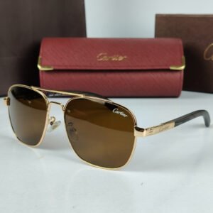Cartier Luxury Air Force Sunglasses Golden Brown CRT27