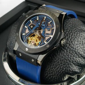 Hublot Watch Black Fusion Skeleton Blue Strap