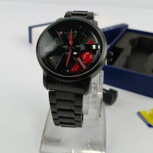 Never Stop Black Red Wheel Men's Watch