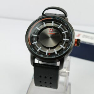 Never Stop Hidden Black Leather Strap Men's Watch