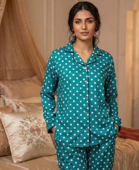 Green Polka Dots Night Suit Zara Women's - Image 2