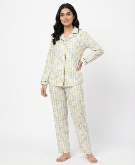 Jungle Tree Blue leaves PJS women's - Image 5