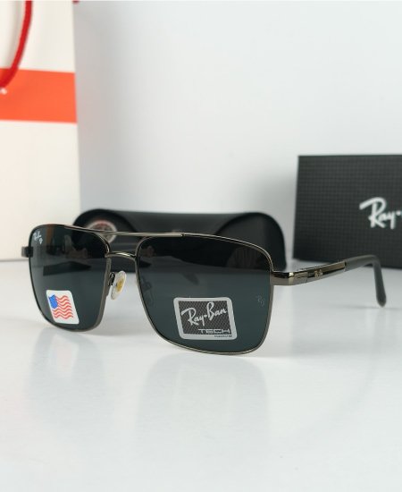 Ray Ban Sunglasses Gun-Metal Square - Image 3