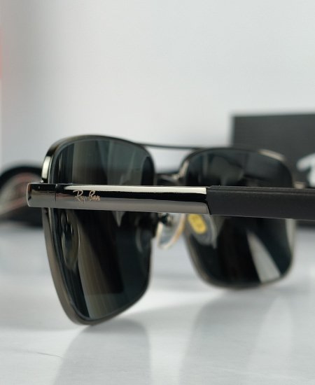 Ray Ban Sunglasses Gun-Metal Square - Image 7