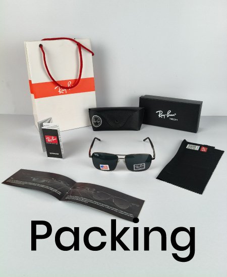 Ray Ban Sunglasses Gun-Metal Square - Image 2